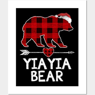 Red Plaid Yiayia Bear Santa Arrow Shirt Matching Pajama Family Posters and Art